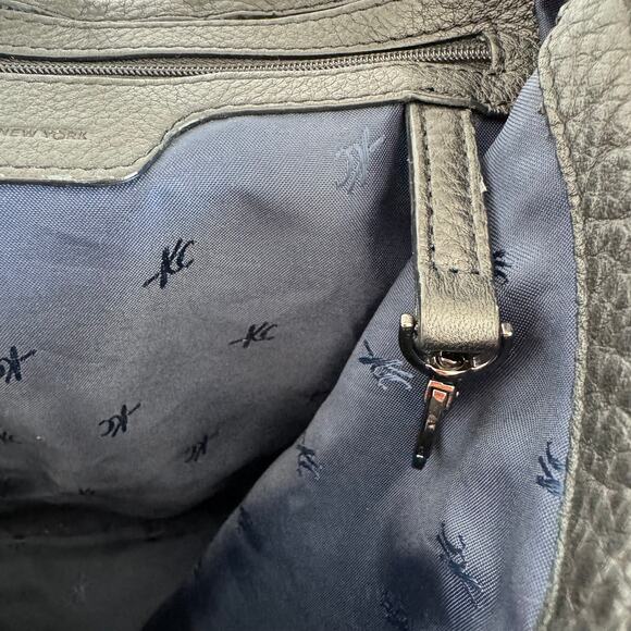 Kenneth Cole Black Leather Hobo Slouchy Shoulder Flap Bag-Chain Strap Boho Chic - Picture 12 of 15